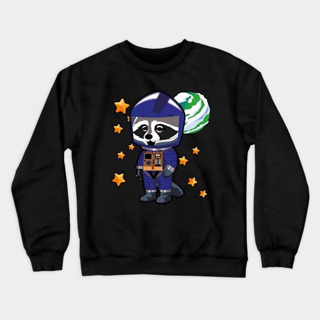 space odyssey raccoon BLUE Crewneck Sweatshirt by eruArt